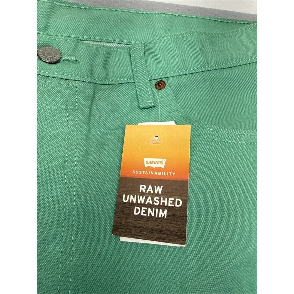 Levis 501 Shrink To Fit Jeans Mens 40x32 Green Denim Button Fly NWT - Picture 2 of 6
